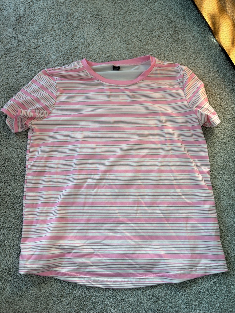 Pink Striped Crew Neck T-Shirt